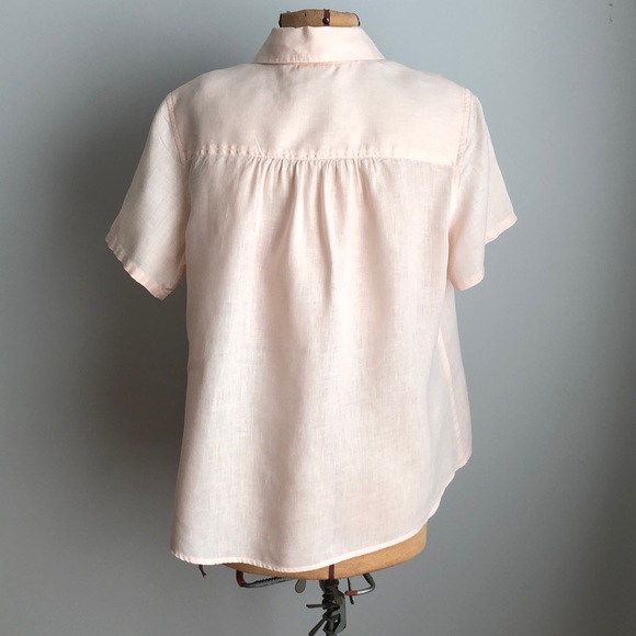 J.Jill Blush Linen Button Blouse Short Sleeves - Picture 2 of 11